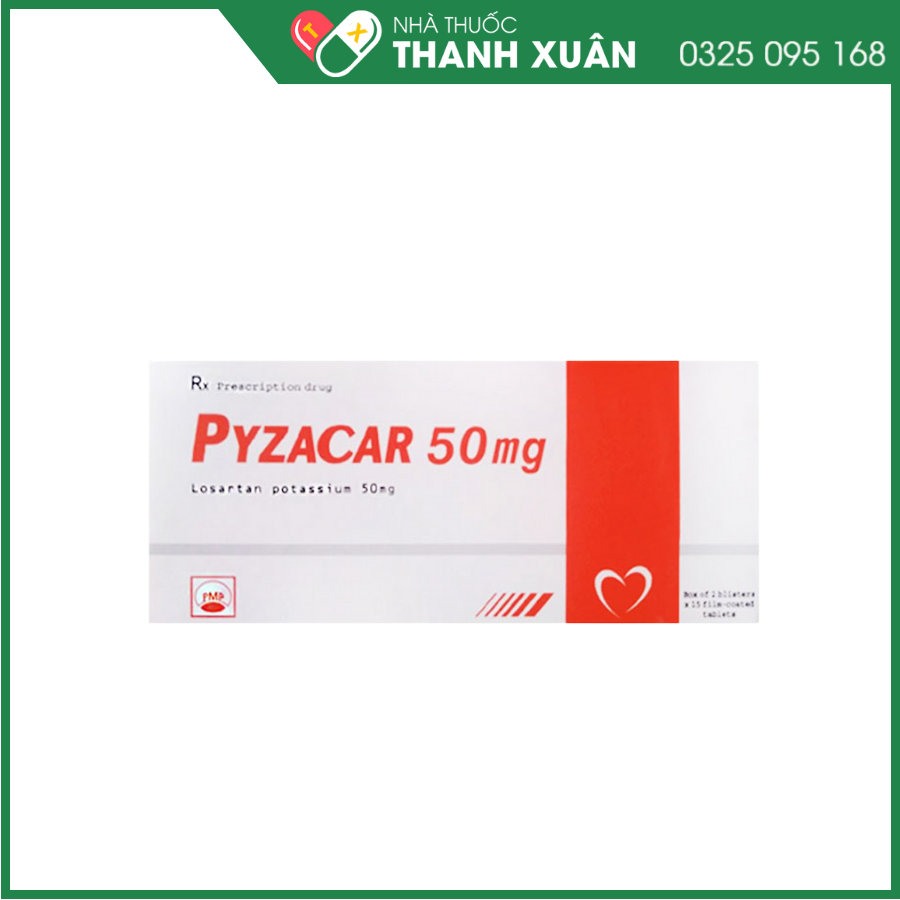 Pyzacar 50 mg điều trị tăng huyết áp, suy tim mạn, giảm nguy cơ đột quỵ